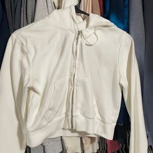 Cropped white brandy zip up jacket